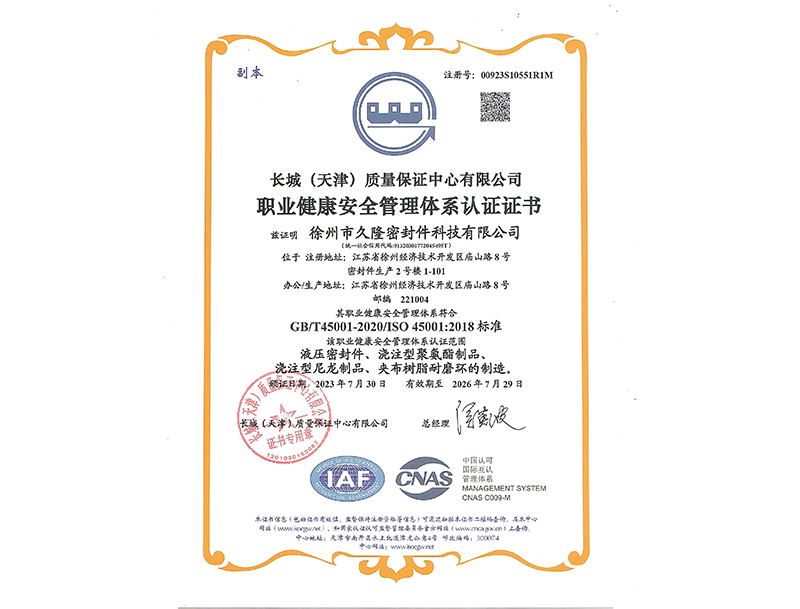 職業(yè)健康安全管理體系認(rèn)證證書(shū)中文